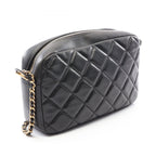 Chanel Shoulder Bag Quilted Black Lambskin Diamond Stitch CC Logo Chain — view 2
