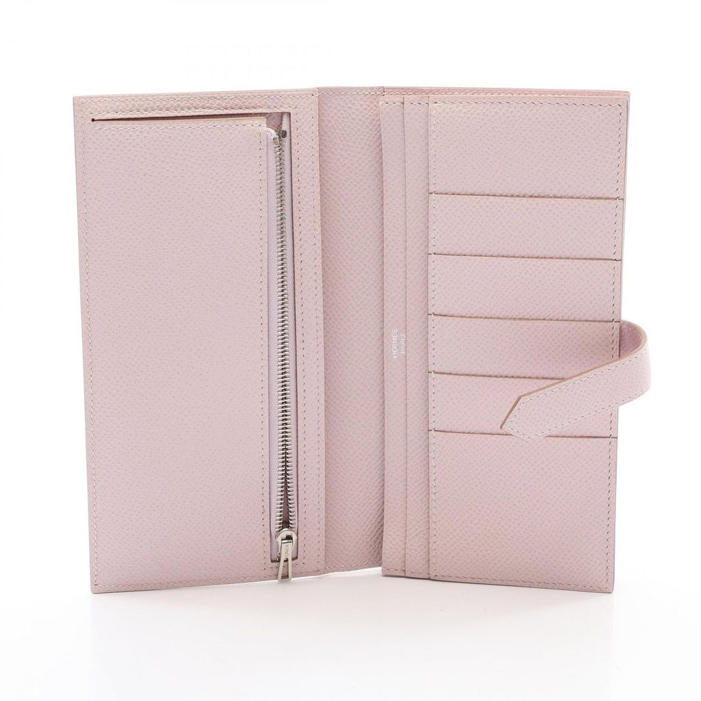 Hermes Bifold Wallet Bearn Soufflet Mauve Pale Leather — view 3