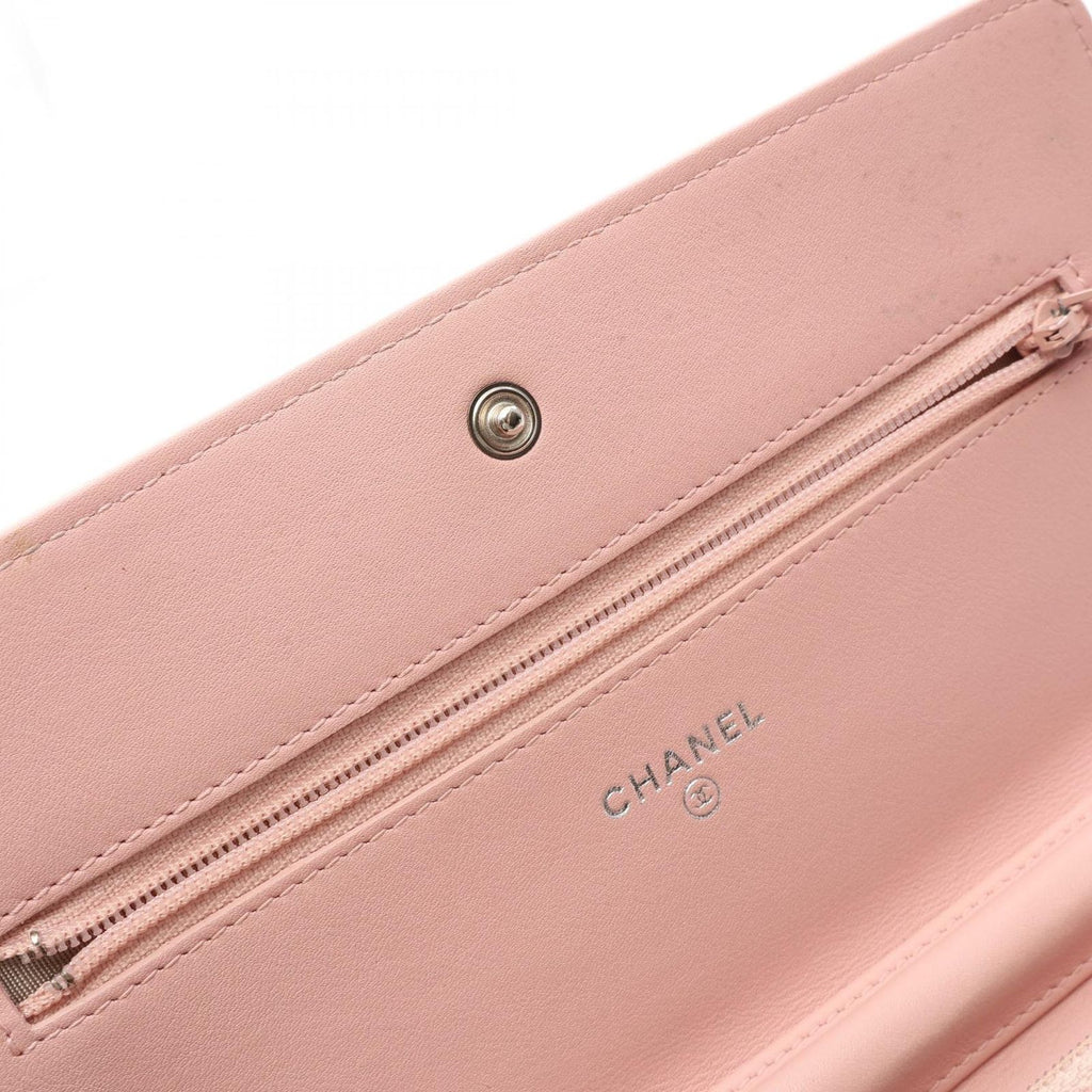 Chanel Shoulder Bag CC Logo Light Pink Caviar Leather Chain Wallet — view 6