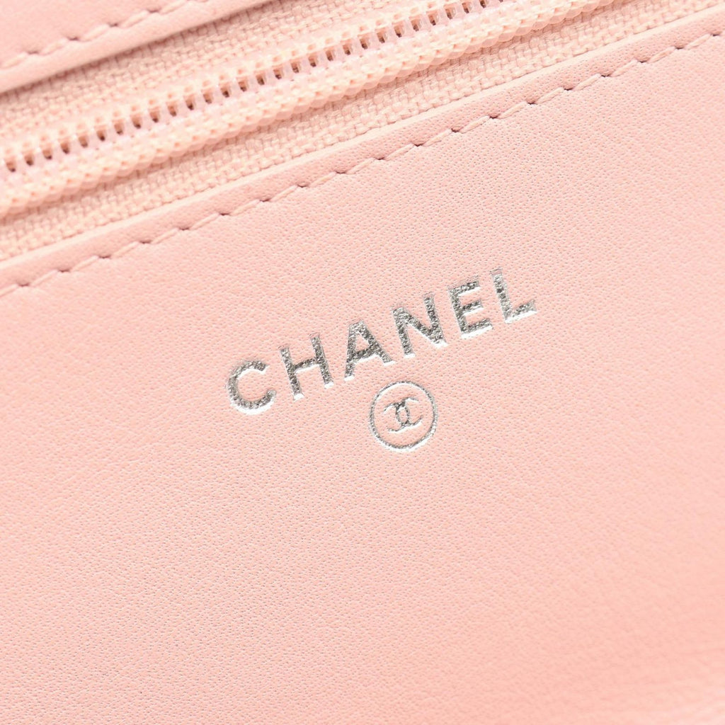 Chanel Shoulder Bag CC Logo Light Pink Caviar Leather Chain Wallet — view 4