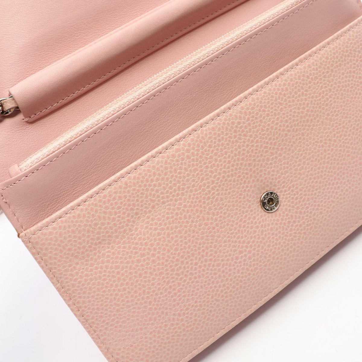Chanel Shoulder Bag CC Logo Light Pink Caviar Leather Chain Wallet — view 7