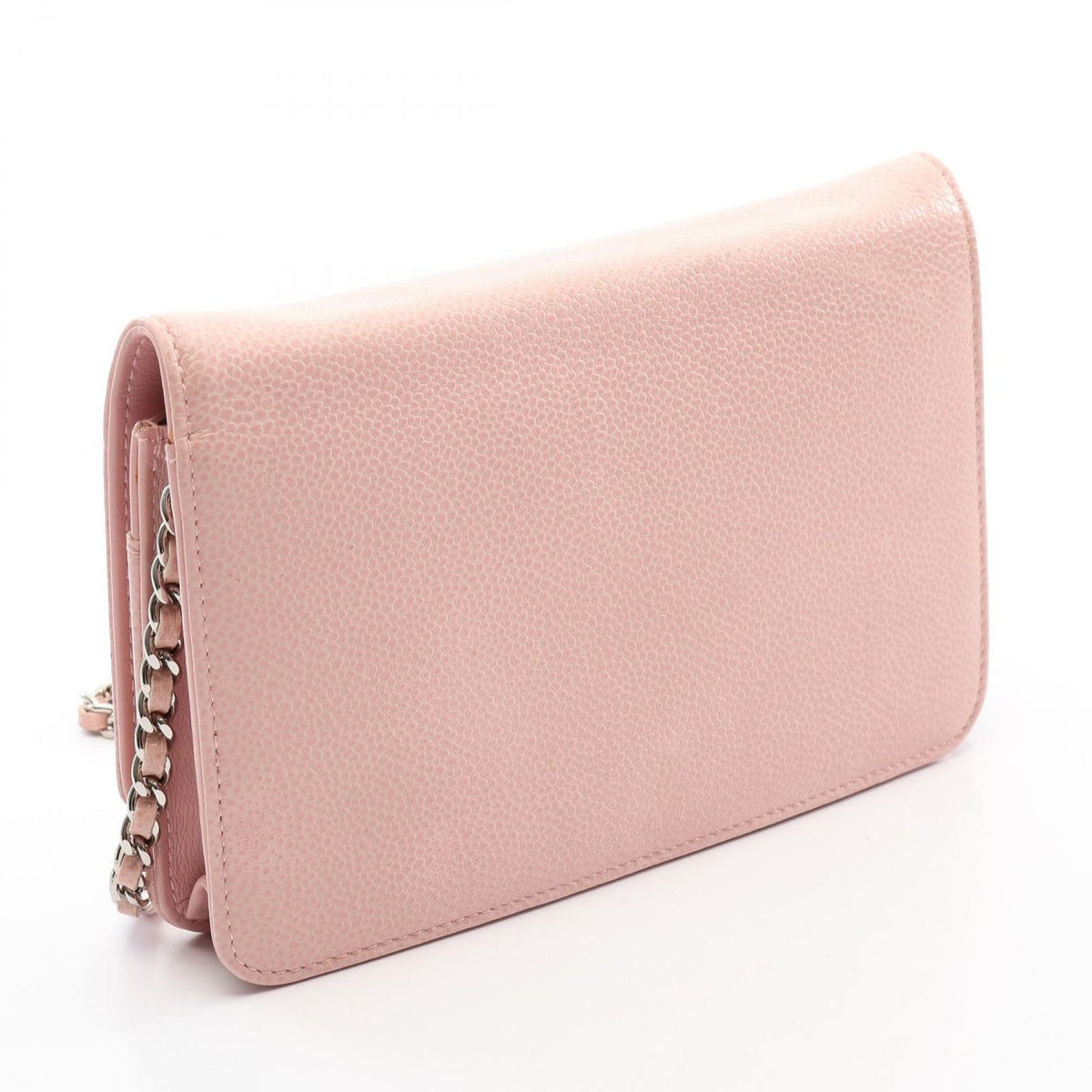 Chanel Shoulder Bag CC Logo Light Pink Caviar Leather Chain Wallet — view 2
