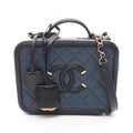 Chanel Shoulder Bag CC Filigree Vanity 2-Way Navy Black Caviar Leather CC