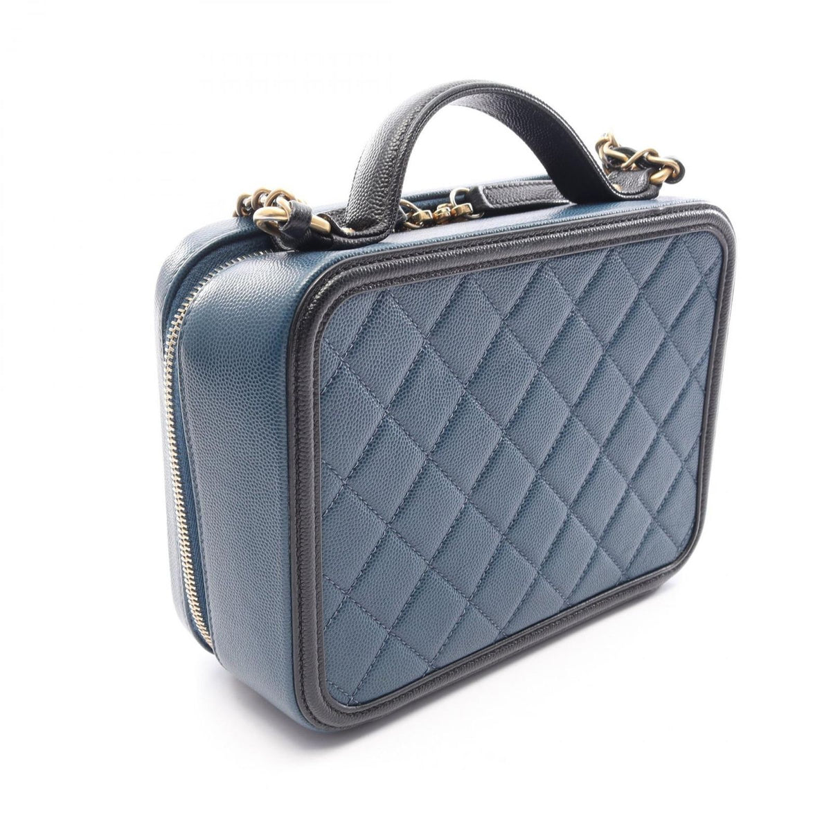 Chanel Shoulder Bag CC Filigree Vanity 2-Way Navy Black Caviar Leather CC — view 2