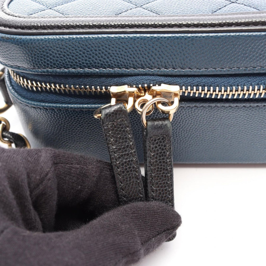 Chanel Shoulder Bag CC Filigree Vanity 2-Way Navy Black Caviar Leather CC — view 8