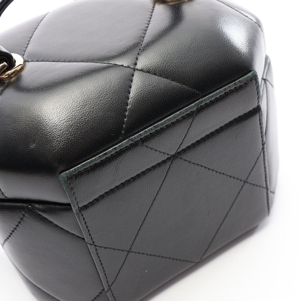 Chanel Shoulder Bag CC Logo Vanity 2-Way Black Lambskin Quilted Small Chain — view 6