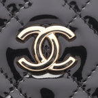 Chanel Shoulder Bag Quilted 2-Way Metallic Black Patent Leather Mini Chain — view 6