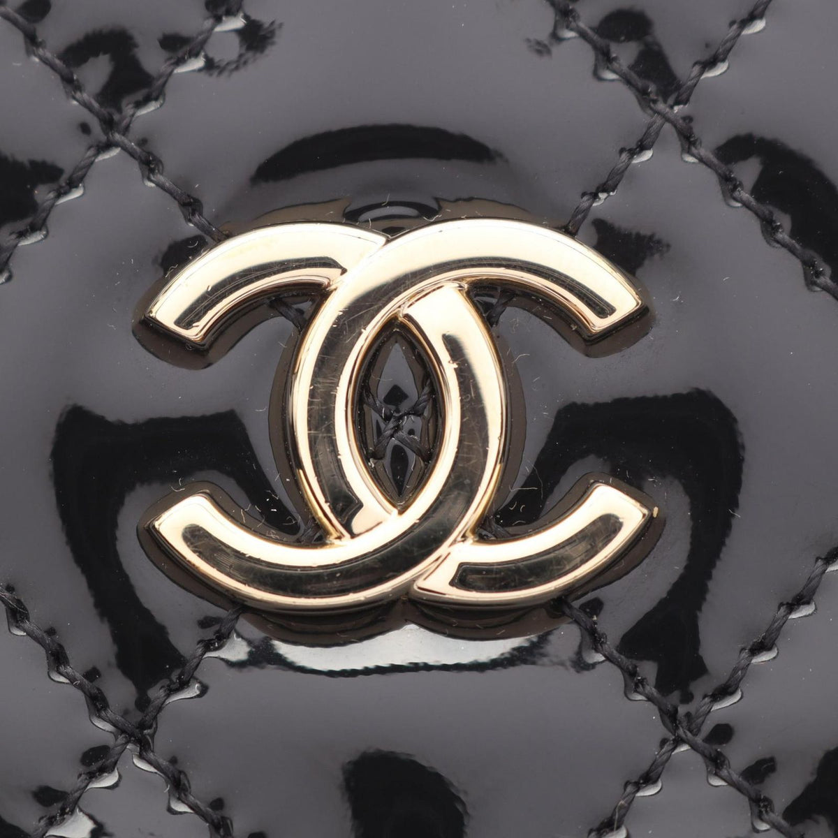 Chanel Shoulder Bag Quilted 2-Way Metallic Black Patent Leather Mini Chain — view 6