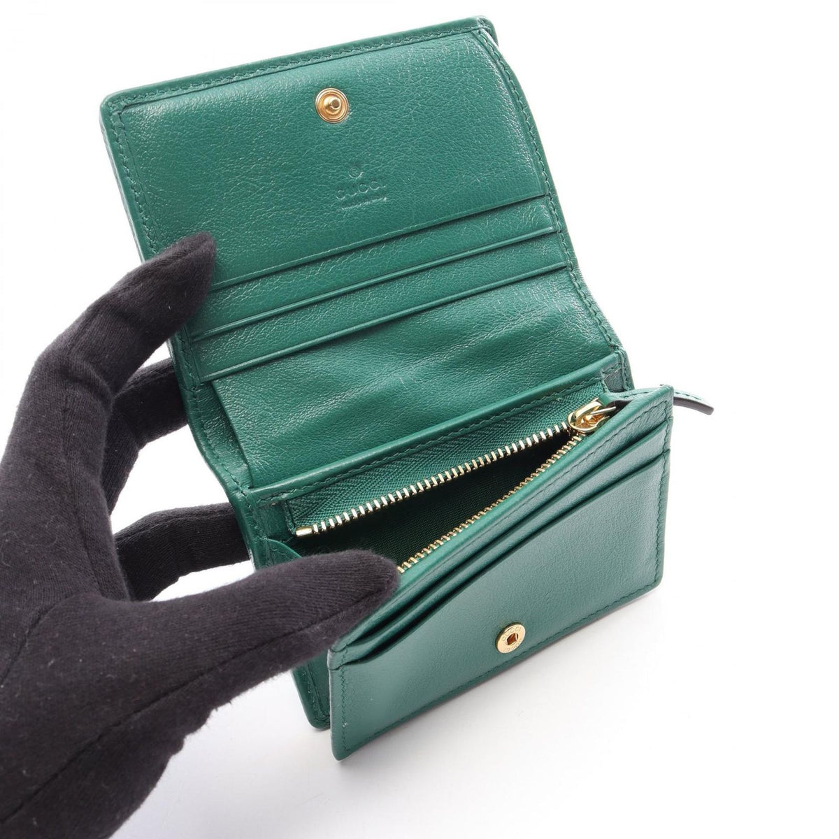 Gucci Bifold Wallet GG Marmont Green Dark Leather — view 3