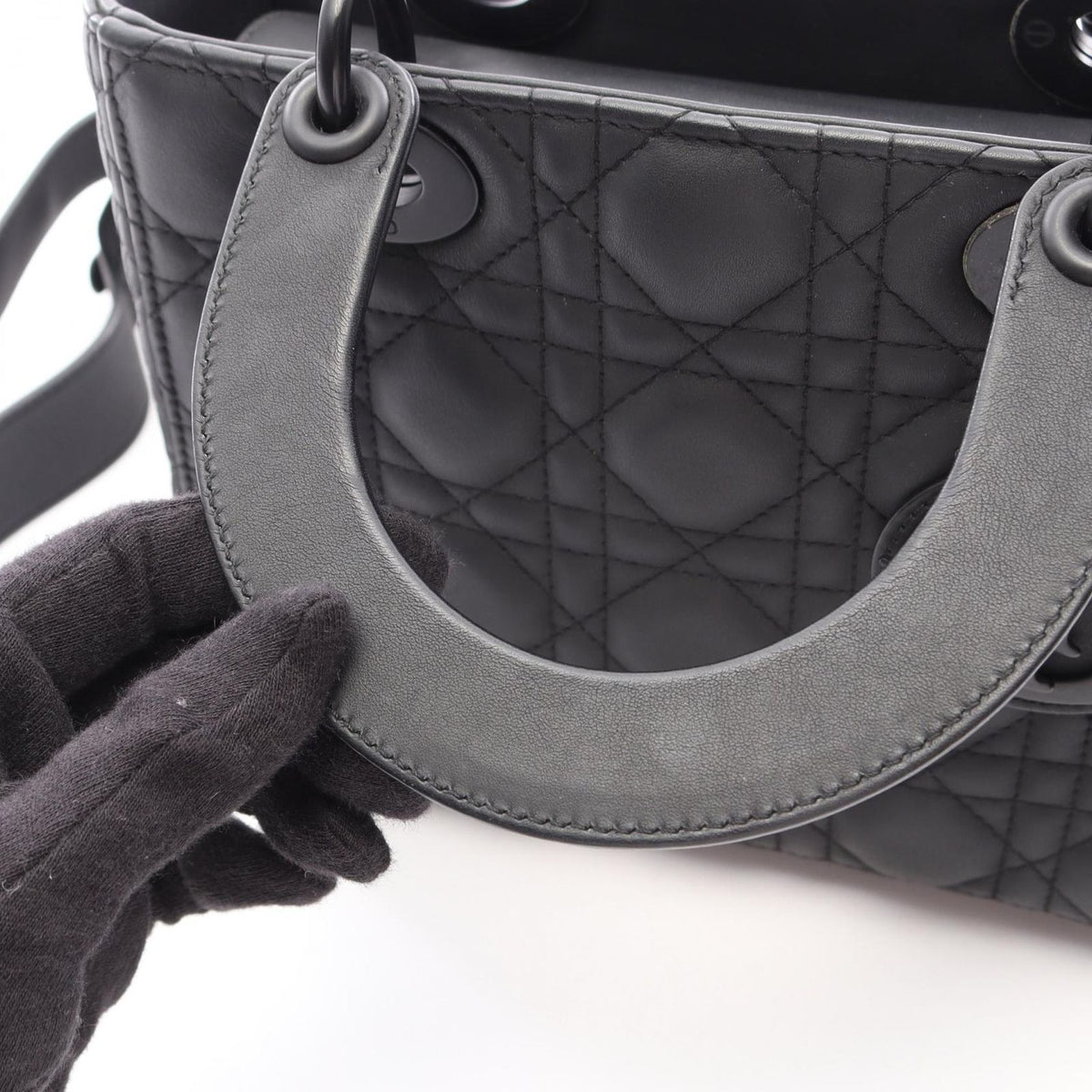 Dior Handbag Lady Dior MY Lady Dior Small Cannage 2-Way Black Leather — view 5