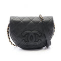 Chanel Shoulder Bag Quilted Mini Messenger Black Caviar Leather