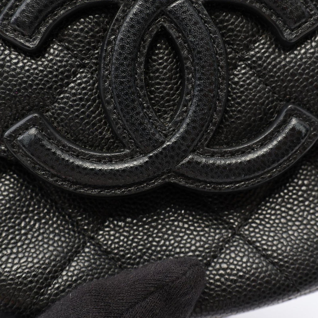 Chanel Shoulder Bag Quilted Mini Messenger Black Caviar Leather — view 6