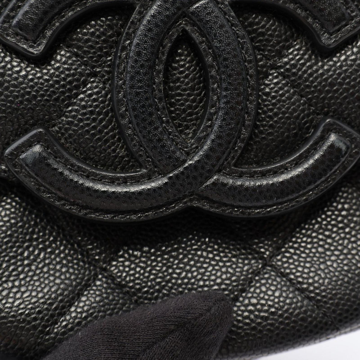 Chanel Shoulder Bag Quilted Mini Messenger Black Caviar Leather — view 6