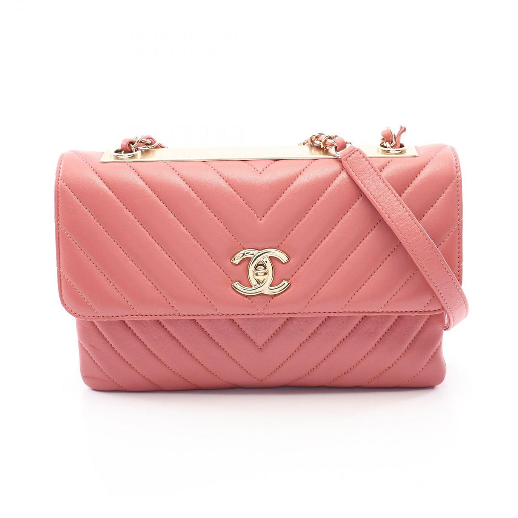 Chanel Shoulder Bag Trendy CC Pink Lambskin Chevron Flap Chain