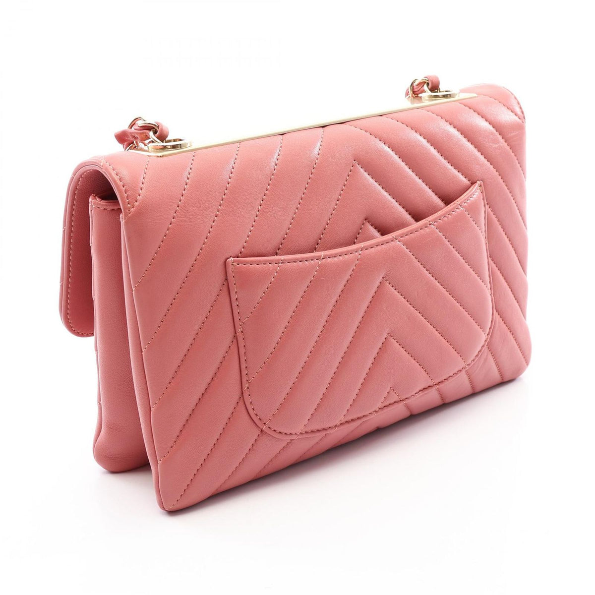 Chanel Shoulder Bag Trendy CC Pink Lambskin Chevron Flap Chain — view 2