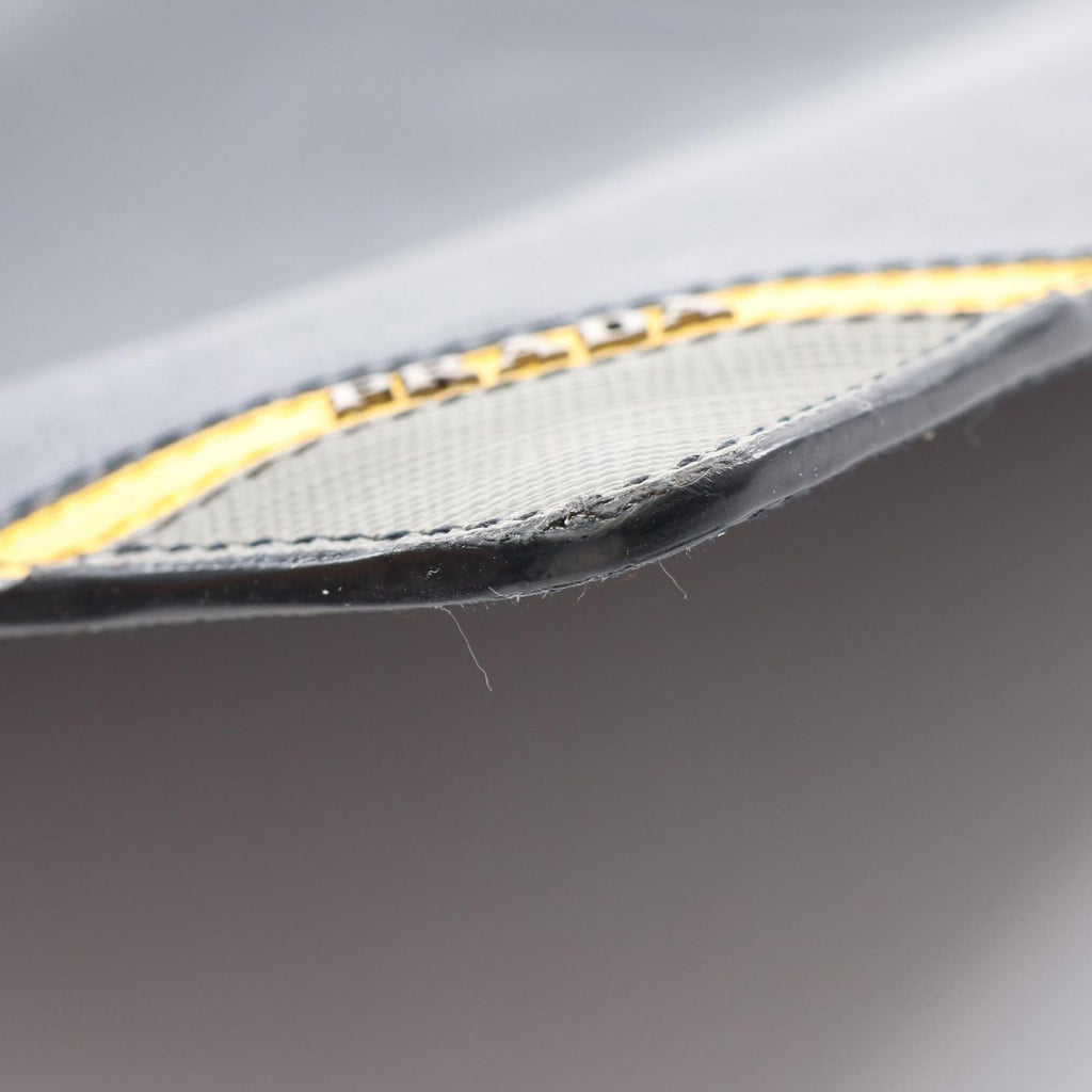 Prada Clutch Black Gray Yellow Saffiano Leather — view 7