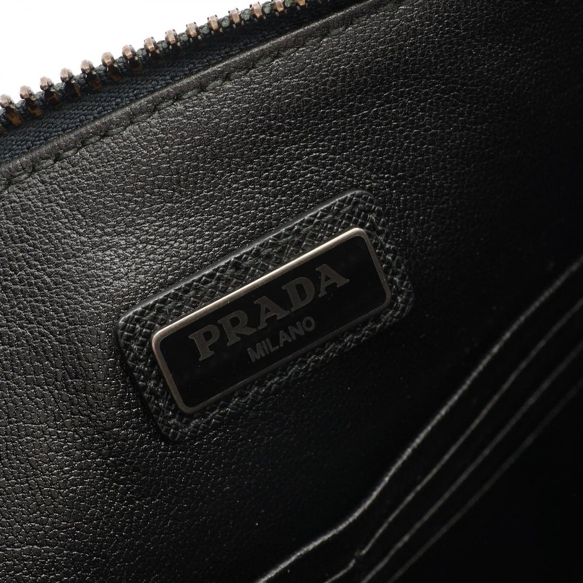 Prada Clutch Black Gray Yellow Saffiano Leather — view 4