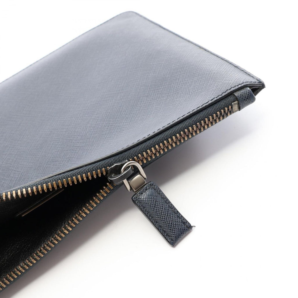 Prada Clutch Black Gray Yellow Saffiano Leather — view 8