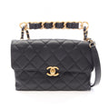 Chanel Shoulder Bag Quilted Small Flap Black Leather 2-Way Chain