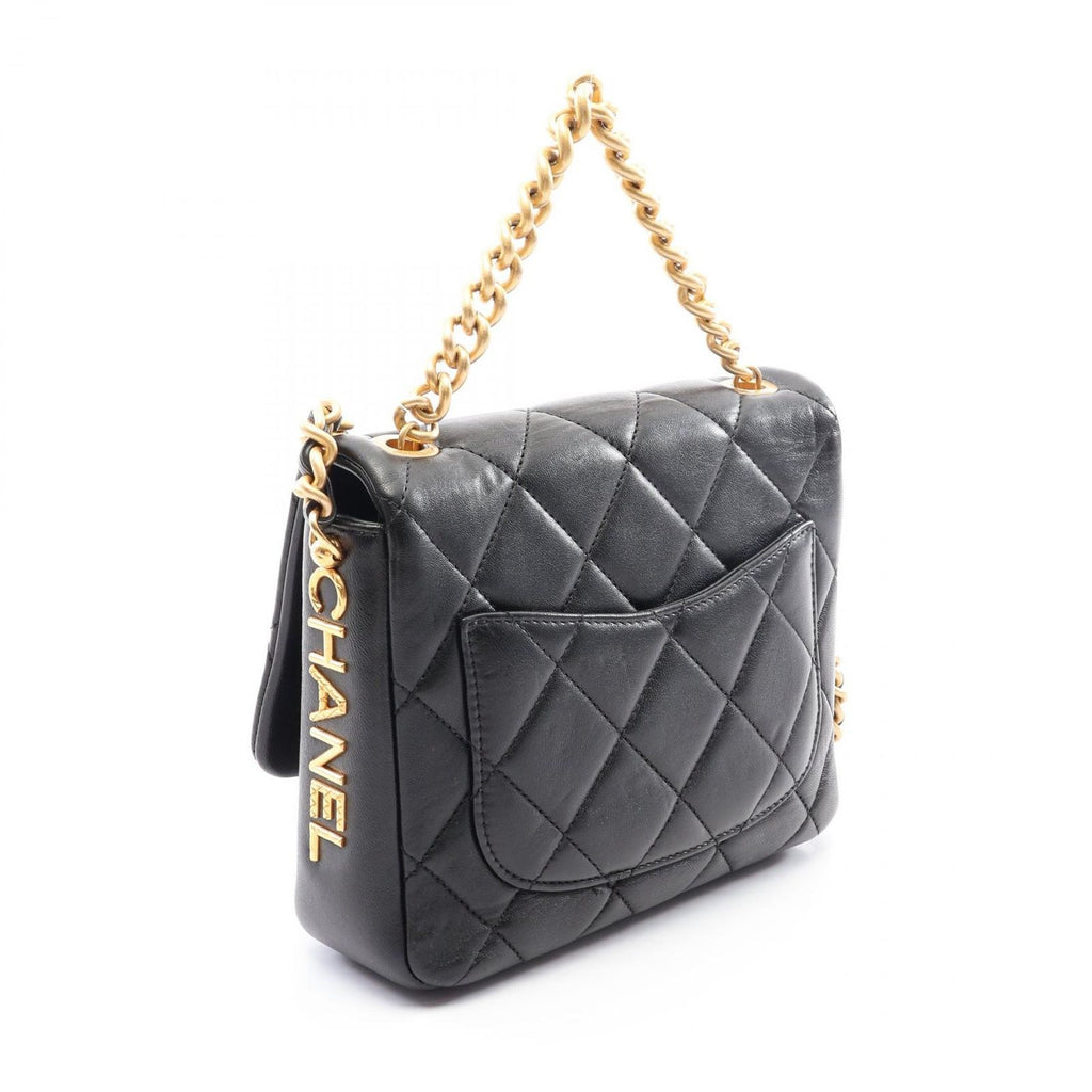 Chanel Shoulder Bag Quilted 2-Way Black Lambskin Small Flap Chain — view 2