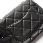 Chanel Shoulder Bag Quilted 2-Way Black Lambskin Small Flap Chain — view 7