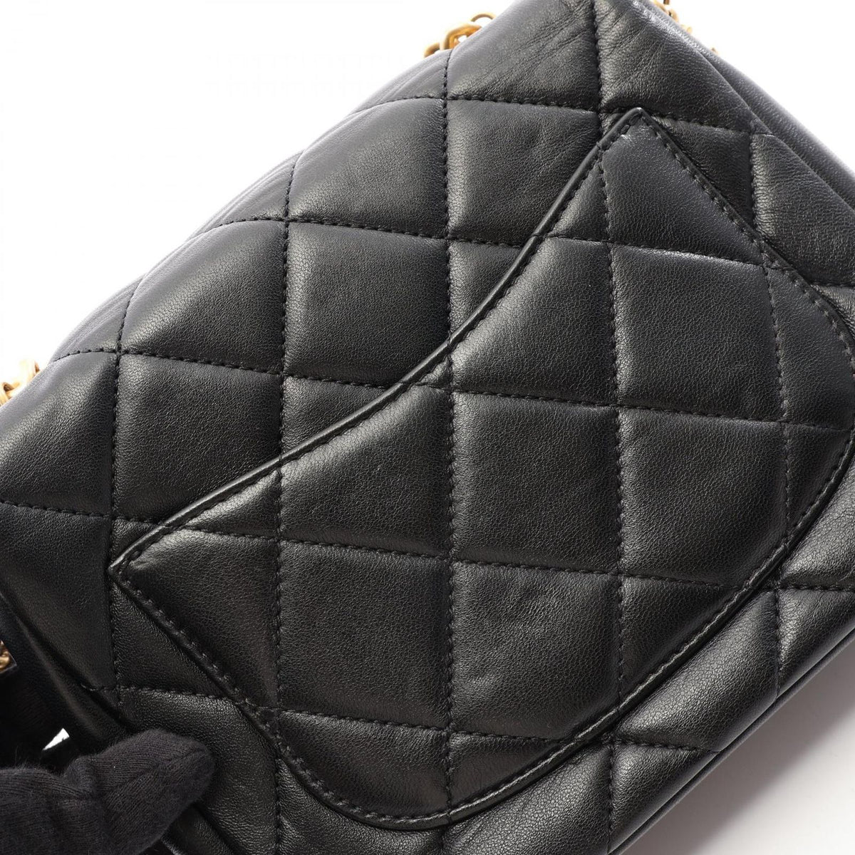 Chanel Shoulder Bag Quilted 2-Way Black Lambskin Small Flap Chain — view 7