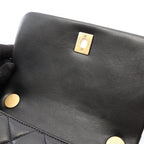 Chanel Shoulder Bag Quilted 2-Way Black Lambskin Small Flap Chain — view 8