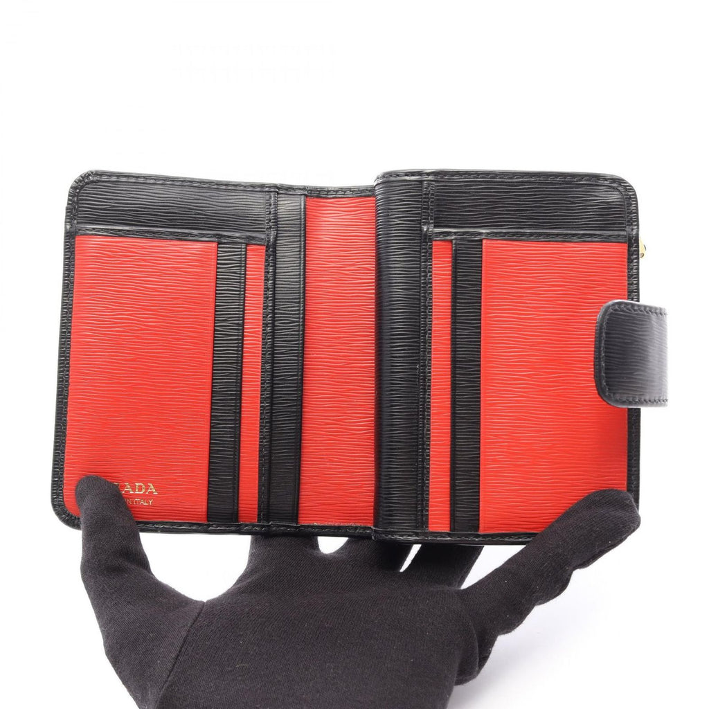 Prada Bifold Wallet Saffiano Triang Black Leather — view 3