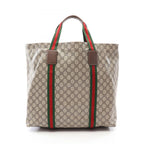 Gucci Tote Bag GG Supreme Sherry Line Beige Brown Green Leather Tender Medium