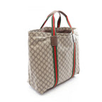 Gucci Tote Bag GG Supreme Sherry Line Beige Brown Green Leather Tender Medium — view 2