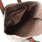 Gucci Tote Bag GG Supreme Sherry Line Beige Brown Green Leather Tender Medium — view 3