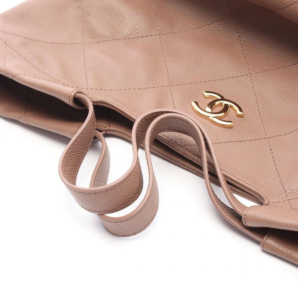 Chanel Handbag Quilted Greige Caviar Leather Hobo — view 6