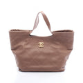 Chanel Handbag Quilted Greige Caviar Leather Hobo
