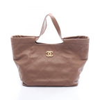 Chanel Handbag Quilted Greige Caviar Leather Hobo
