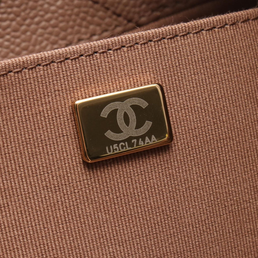 Chanel Handbag Quilted Greige Caviar Leather Hobo — view 5