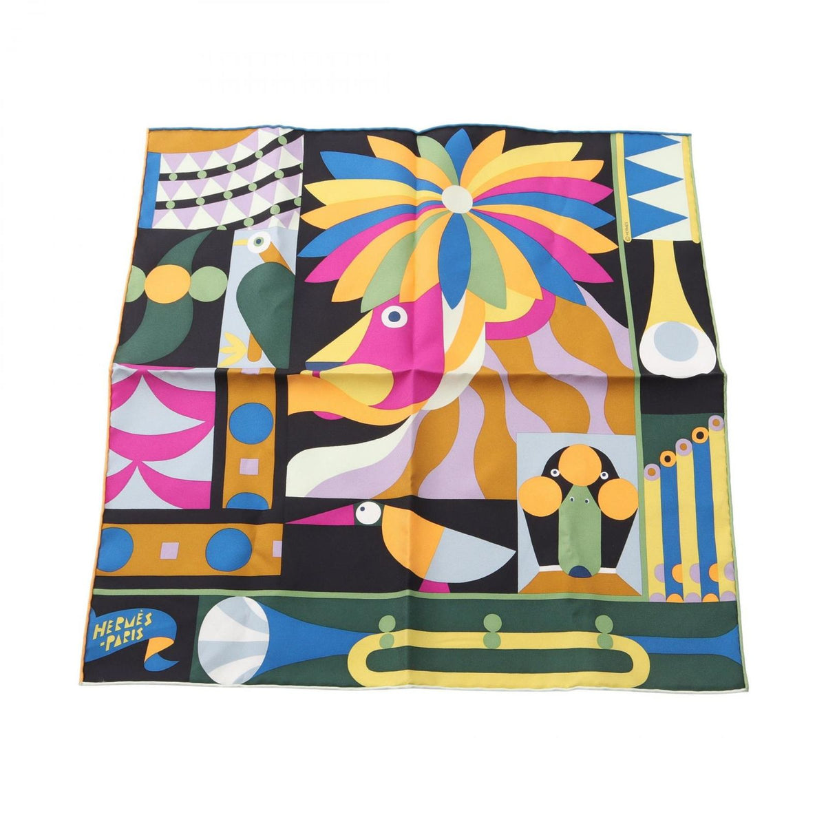 Hermes Scarf Petit Carre 45 Parade en Fanfare Silk