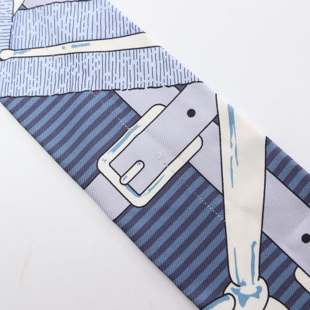Hermes Scarf Twilly Mors a Jouets Chemise Ribbon Blue Silk — view 6