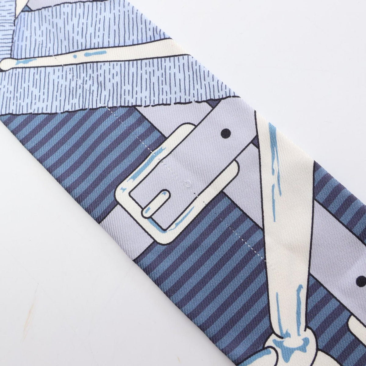 Hermes Scarf Twilly Mors a Jouets Chemise Ribbon Blue Silk — view 6