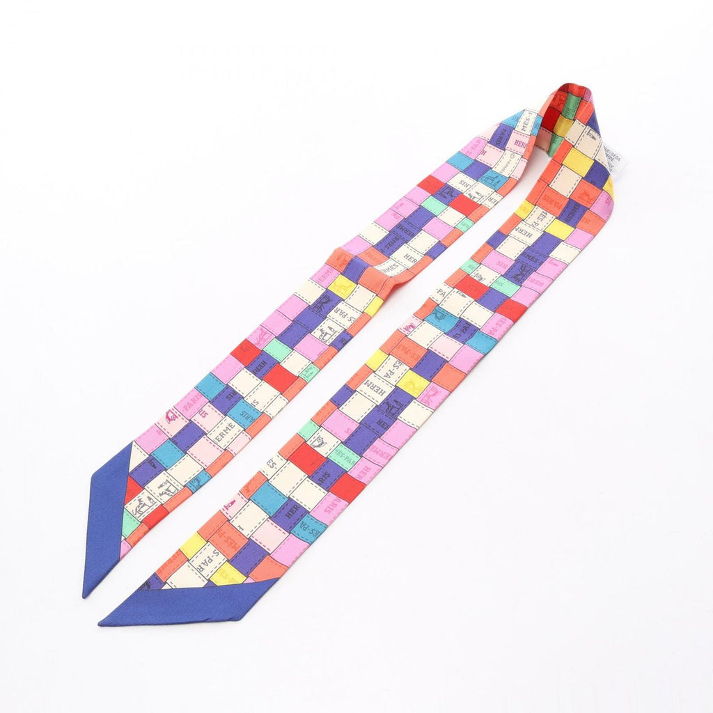 Hermes Scarf Twilly Bolduc Au Carre Ribbon Orange Silk — view 3