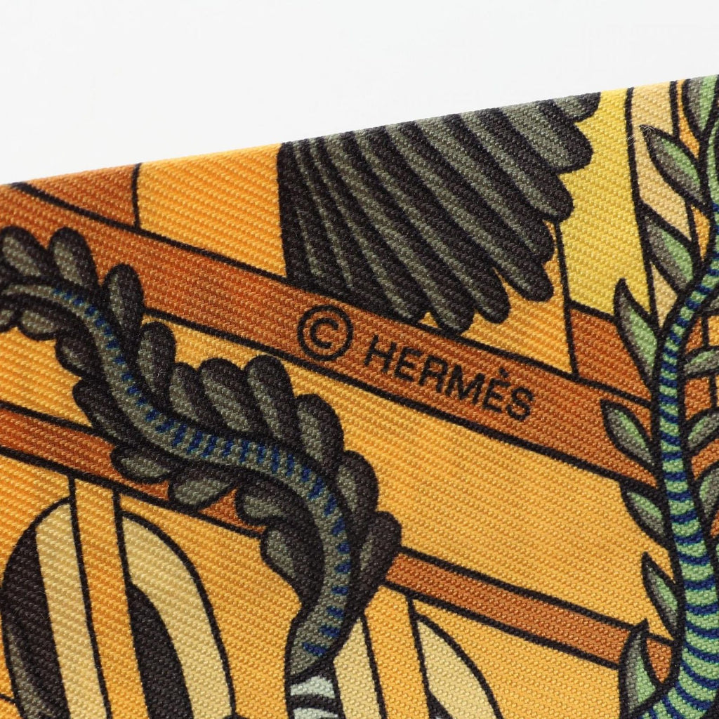 Hermes Scarf Twilly Animapolis Ribbon Blue Yellow Silk — view 4