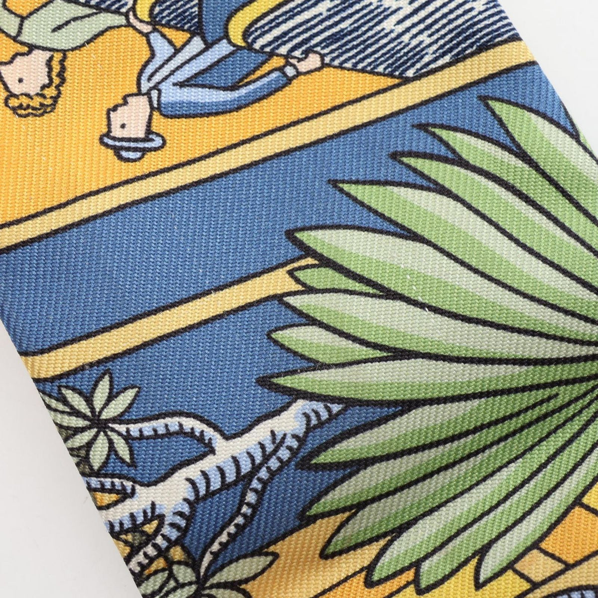 Hermes Scarf Twilly Animapolis Ribbon Blue Yellow Silk — view 7