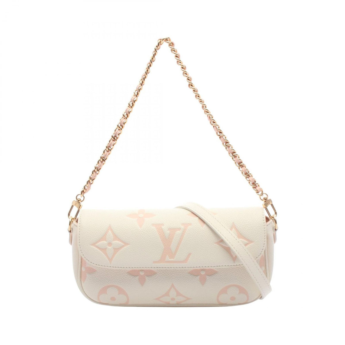 Louis Vuitton Shoulder Bag Wallet on Chain Ivy 2-Way Latte White Chamalou Pink
