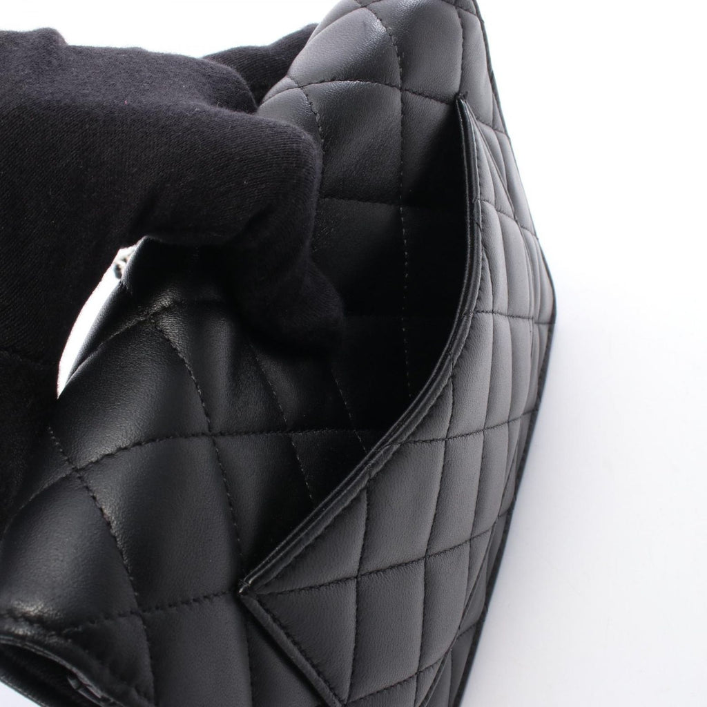 Chanel Shoulder Bag Quilted Black Lambskin Chain Wallet — view 6