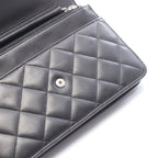 Chanel Shoulder Bag Quilted Black Lambskin Chain Wallet — view 8
