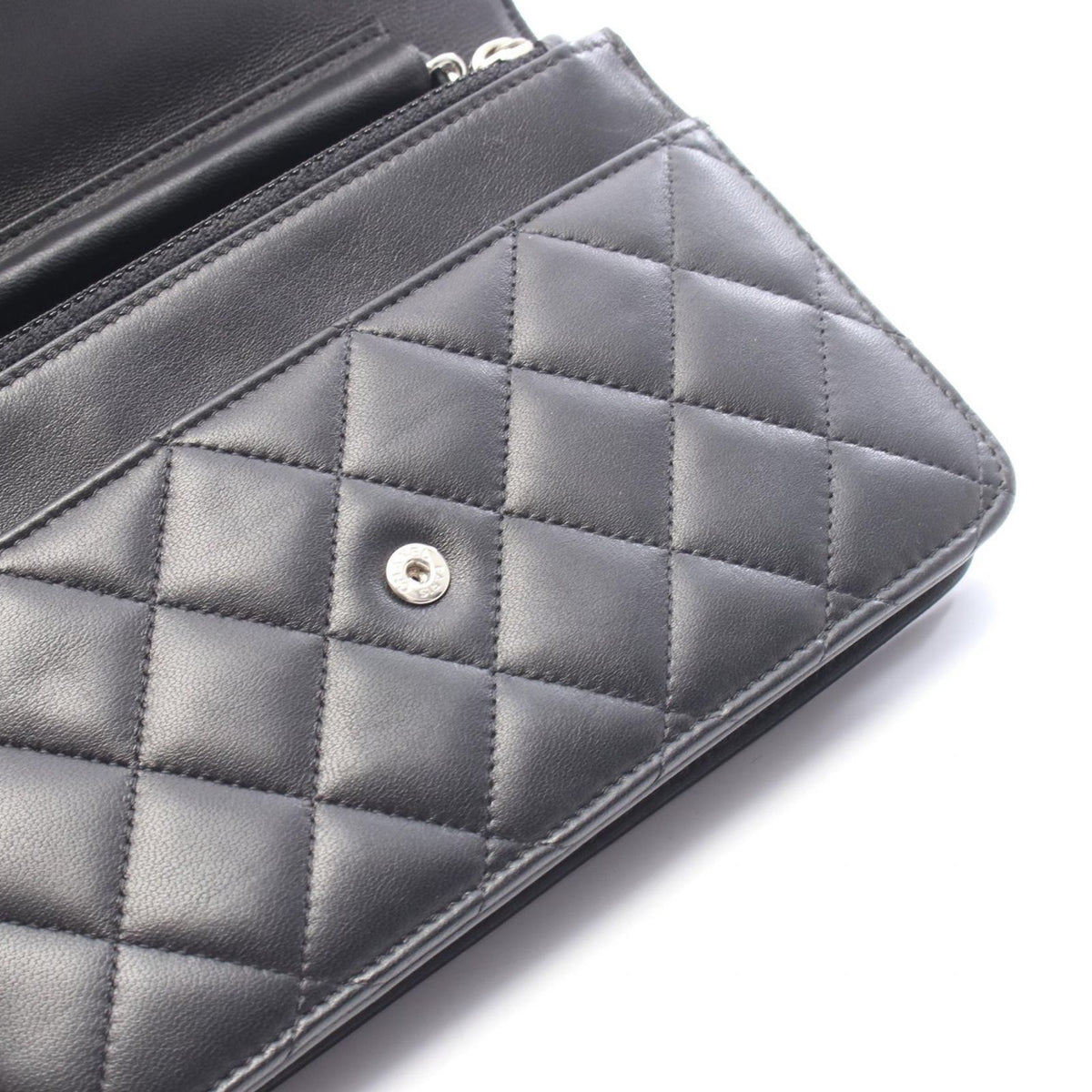 Chanel Shoulder Bag Quilted Black Lambskin Chain Wallet — view 8