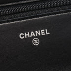 Chanel Shoulder Bag Quilted Black Lambskin Chain Wallet — view 4