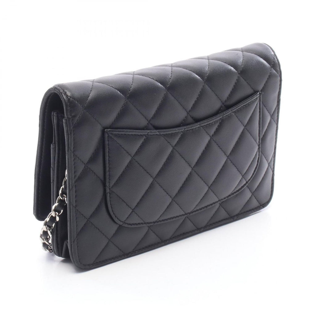 Chanel Shoulder Bag Quilted Black Lambskin Chain Wallet — view 2