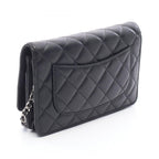 Chanel Shoulder Bag Quilted Black Lambskin Chain Wallet — view 2