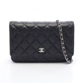 Chanel Shoulder Bag Quilted Black Lambskin Chain Wallet