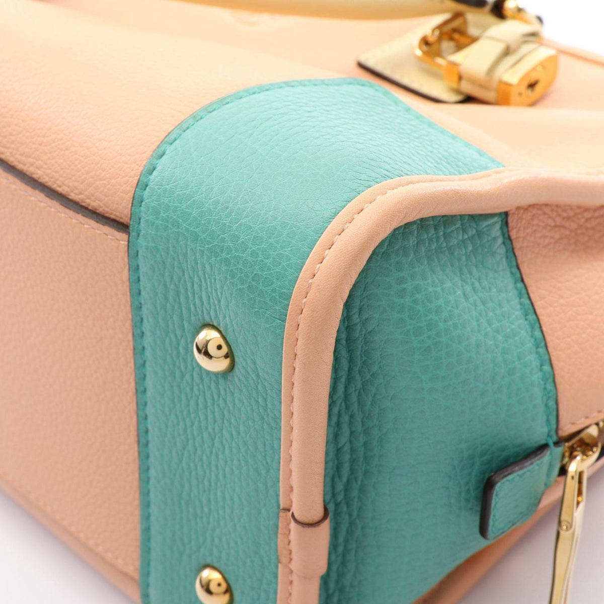 Loewe Handbag Amazona 28 Coral Pink Cream Mint Bull Leather — view 5